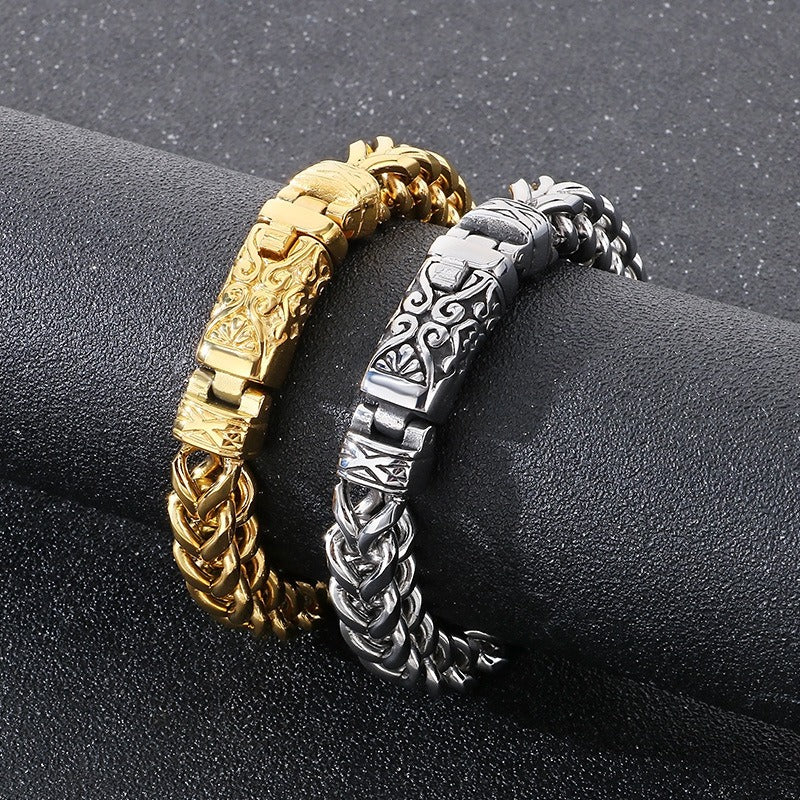Kemstone Titanium Steel Dragon Bone Chain Bracelet for Men KB180725-KJX