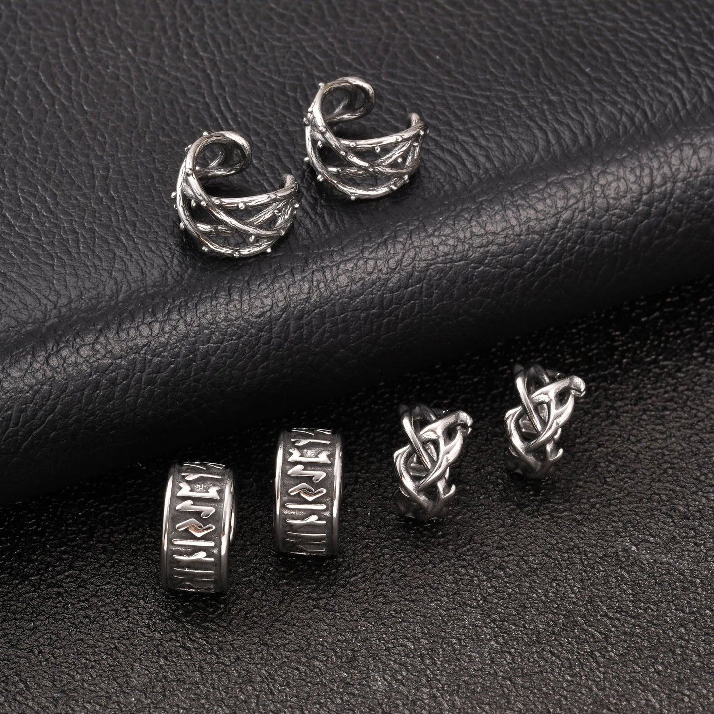 Kemstone Stainless Steel Thorn Ear Cuff for Men Dark Streetwear Style EC-011
