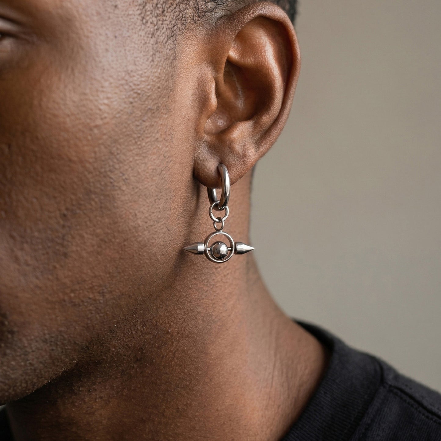 Kemston Mechanical Rivet Hip Hop Stud Earrings for Men Women Stainless Steel EH-1110