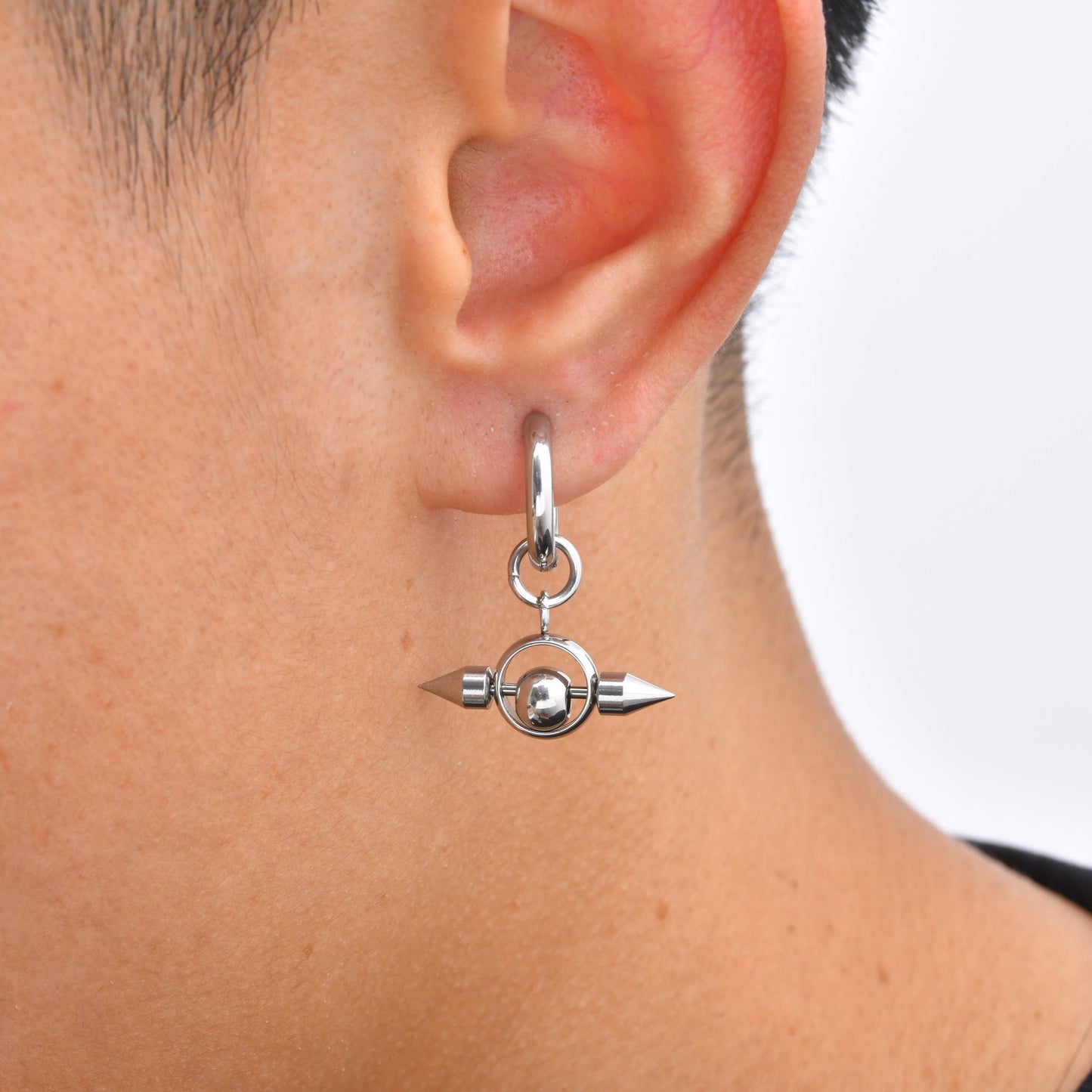Kemston Mechanical Rivet Hip Hop Stud Earrings for Men Women Stainless Steel EH-1110