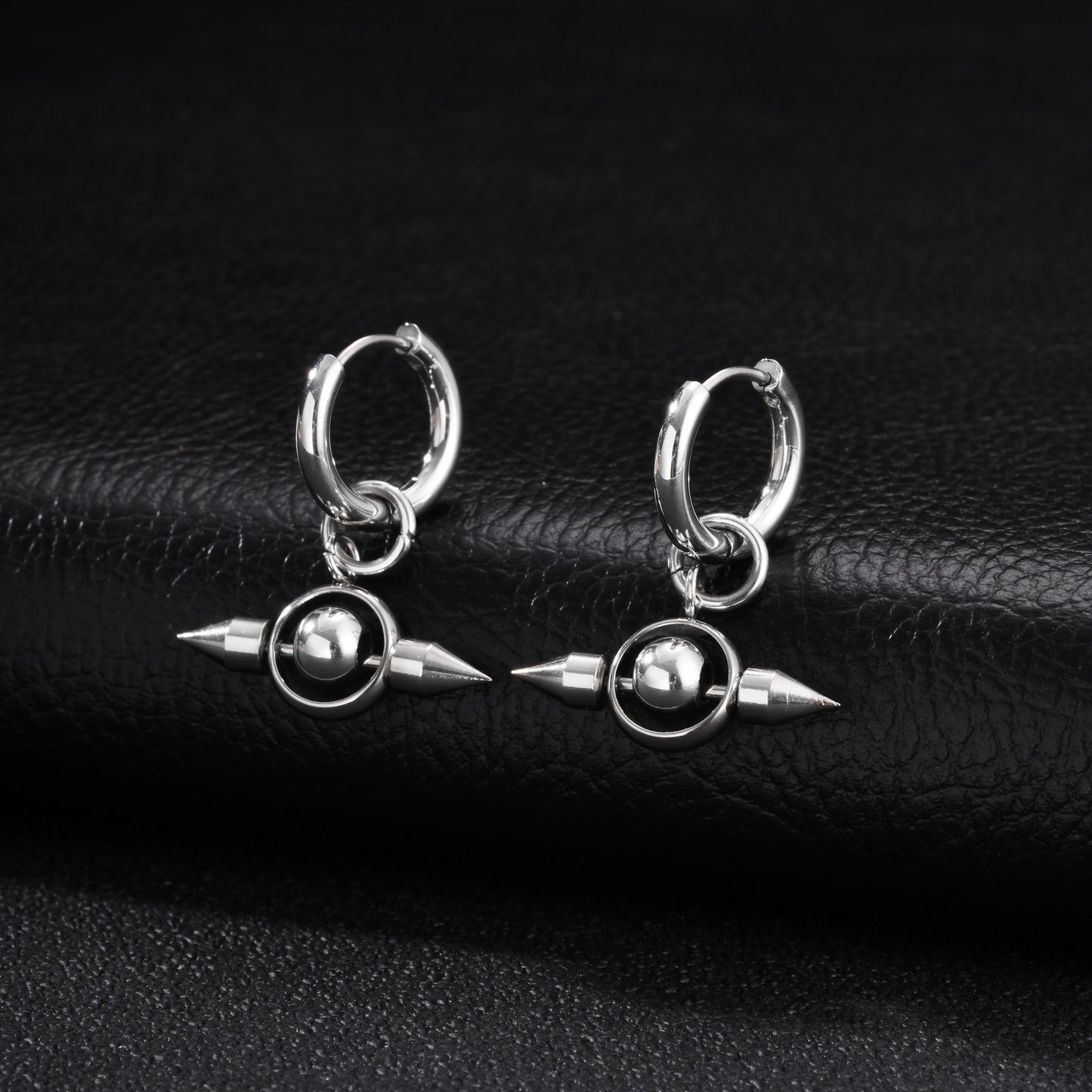 Kemston Mechanical Rivet Hip Hop Stud Earrings for Men Women Stainless Steel EH-1110