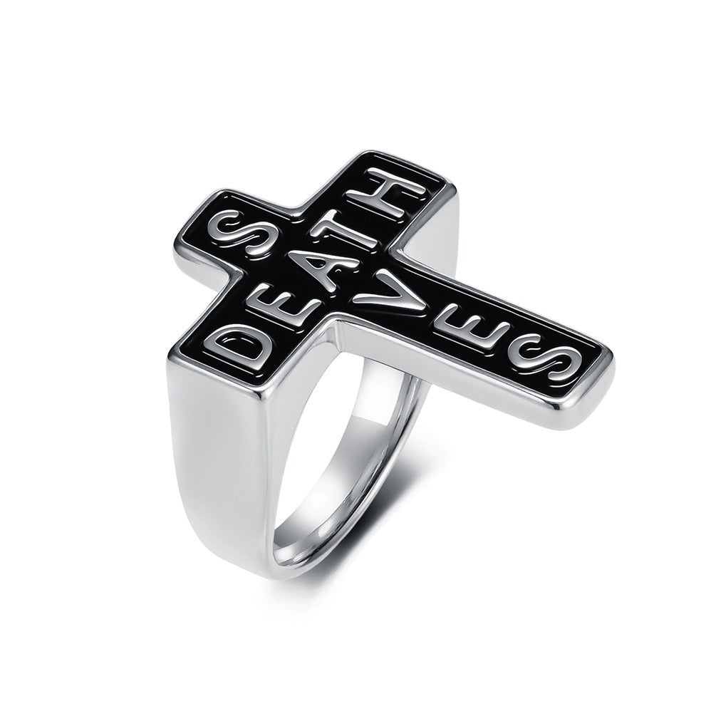 Kemstone Gothic Cross Engraved Stainless Steel Ring Men Punk Vintage Style K-R1188