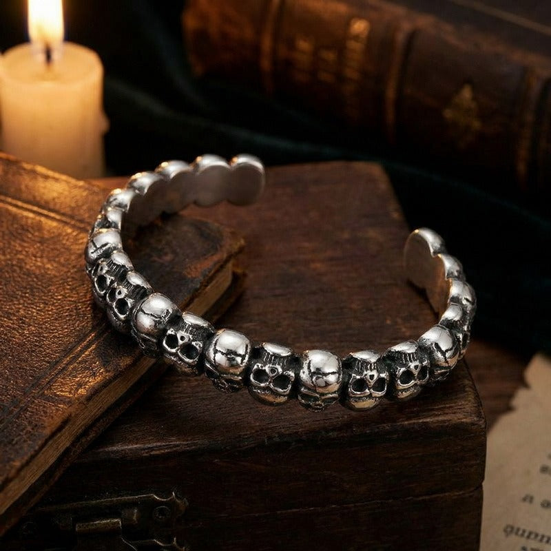 Kemston Titanium Steel Gothic Skull Open Cuff Punk Wrist Bracelet for Men KB169331-KJX