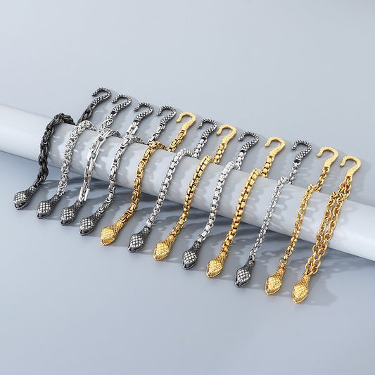 Kemstone Punk Snake Head Chain Bracelet for Men – Titanium Steel 200mm KB203290-Z