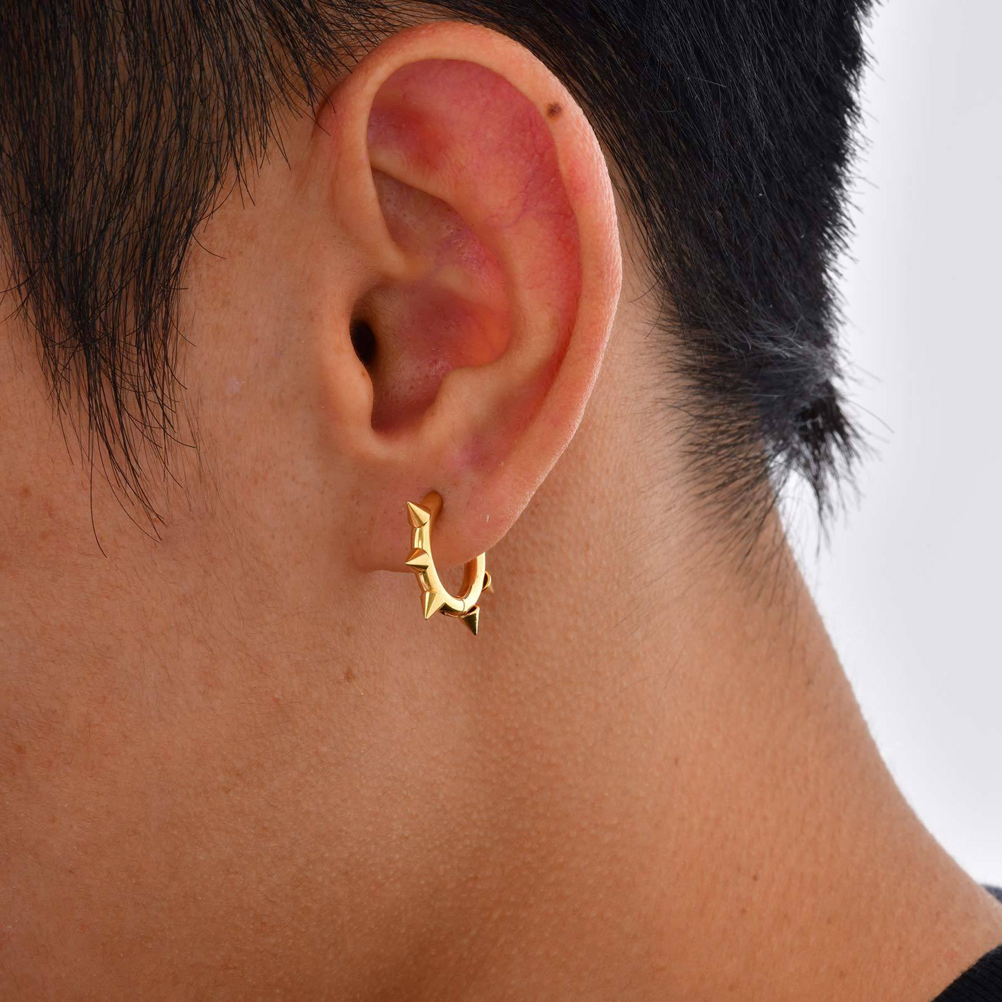 Men’s Titanium Steel Spike Hoop Earring – Punk Street Style EH-751