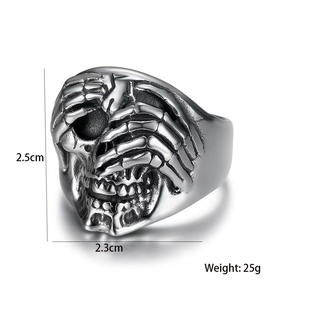 Kemstone Skeleton Hand Skull Ring for Men Stainless Steel Gothic Vintage TR0534
