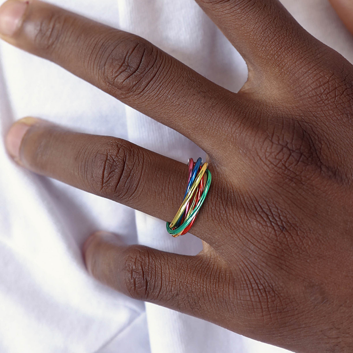 Kemstone Stainless Steel Six-Band Rainbow Ring for Men & Women R-599