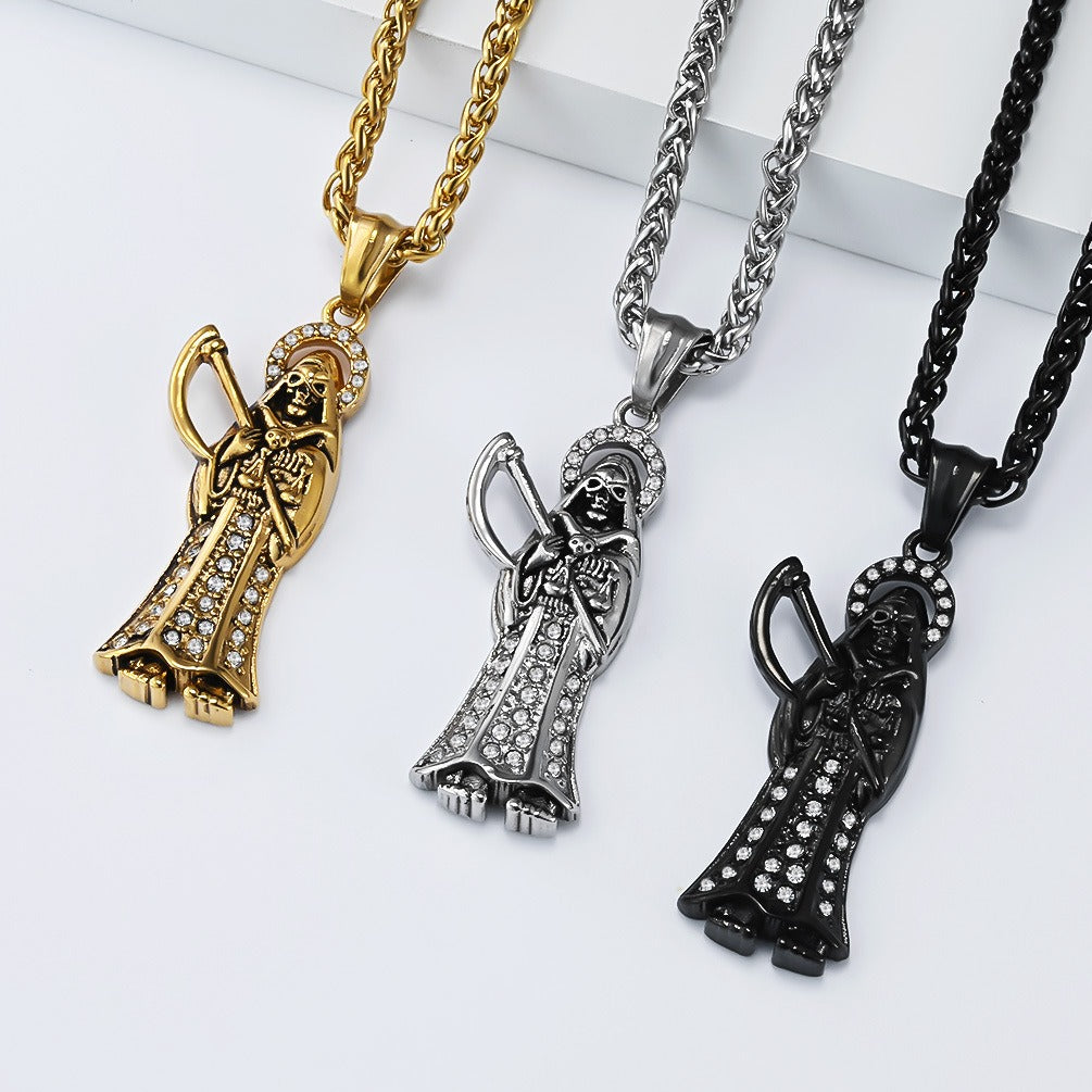 Kemstone Stainless Steel Guardian Figure Pendant Necklace for Men – Gothic Hip Hop DZ-065