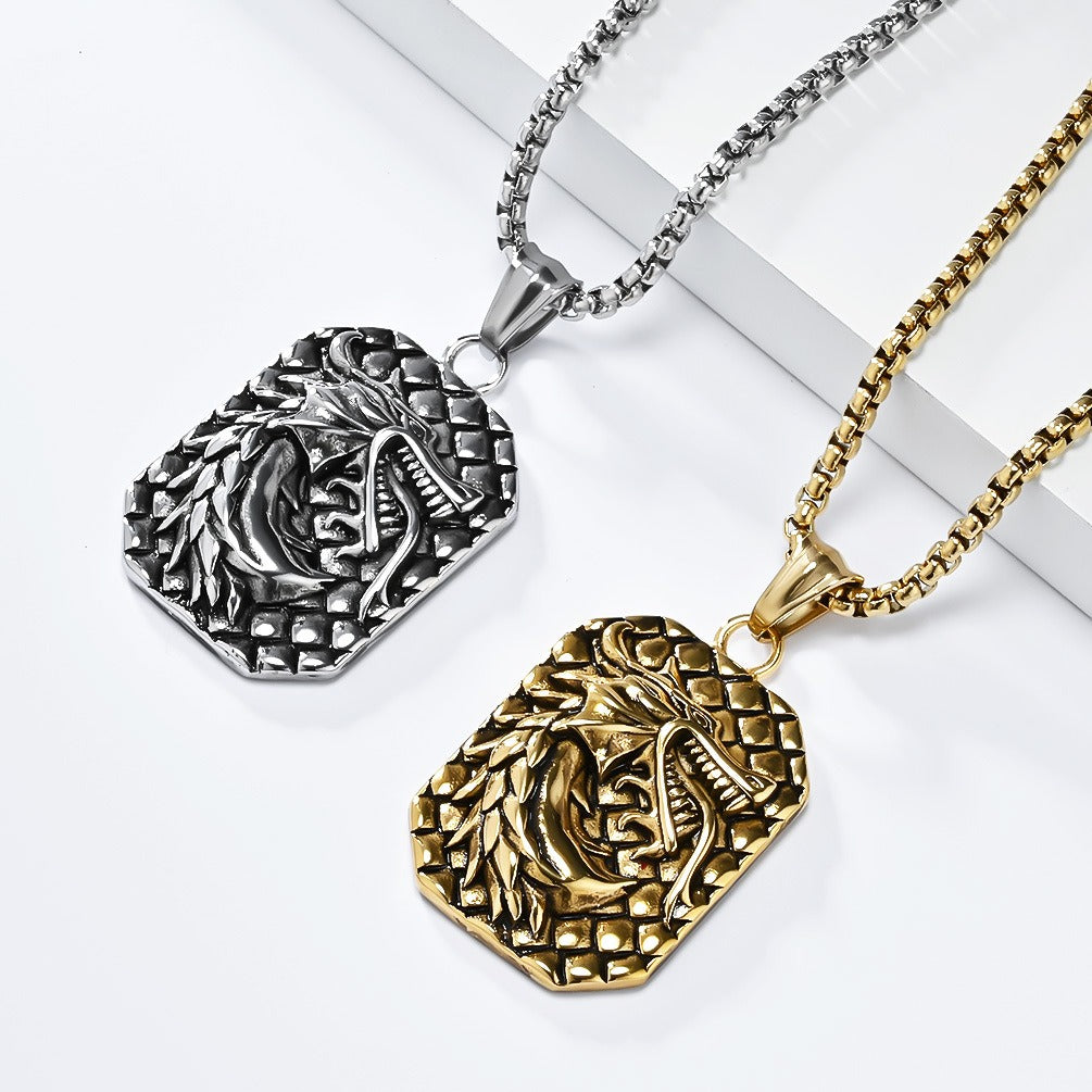 Kemstone Dragon Head Relief Necklace for Men Stainless Steel Vintage K-PT578