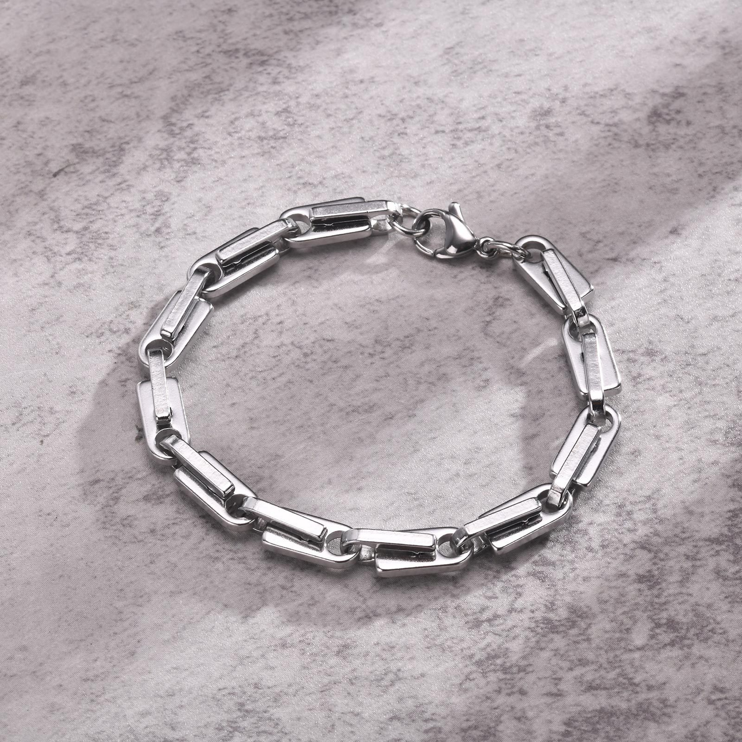 Kemstone Vintage Rectangular Link Stainless Steel Chain Bracelet for Men BR-1985