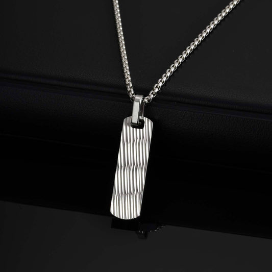 Kemstone Stainless Steel Vertical Bar Pendant Necklace for Men PN-2082