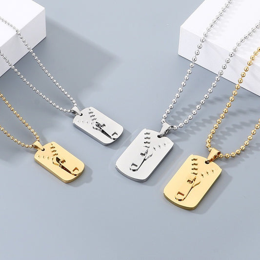 Kemstone Titanium Steel Zipper Tag Pendant Necklace for Men Women KN301415-KFC
