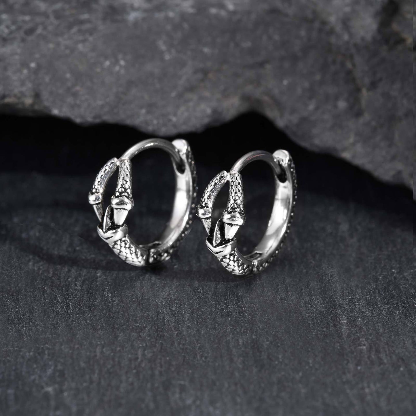 Kemstone Stainless Steel Geometric Claw Hoop Earring for Men – Retro Punk EH-837S