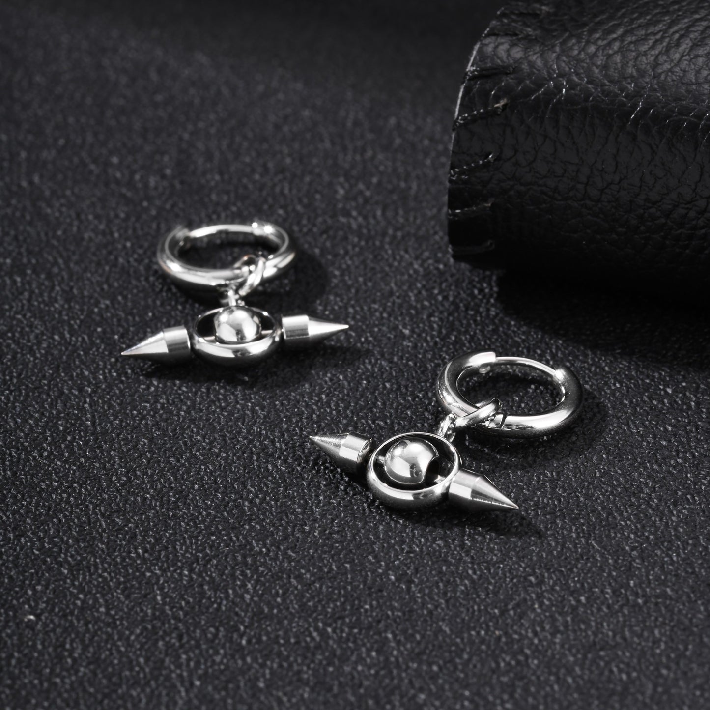 Kemston Mechanical Rivet Hip Hop Stud Earrings for Men Women Stainless Steel EH-1110