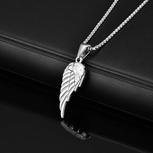 Kemstone Stainless Steel Rose Wing Pendant Necklace for Men PN-2146