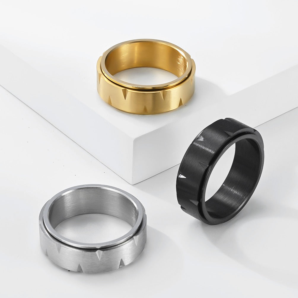 Kemstone Spinner Ring for Men Stainless Steel Matte Rotating Design K-R1148