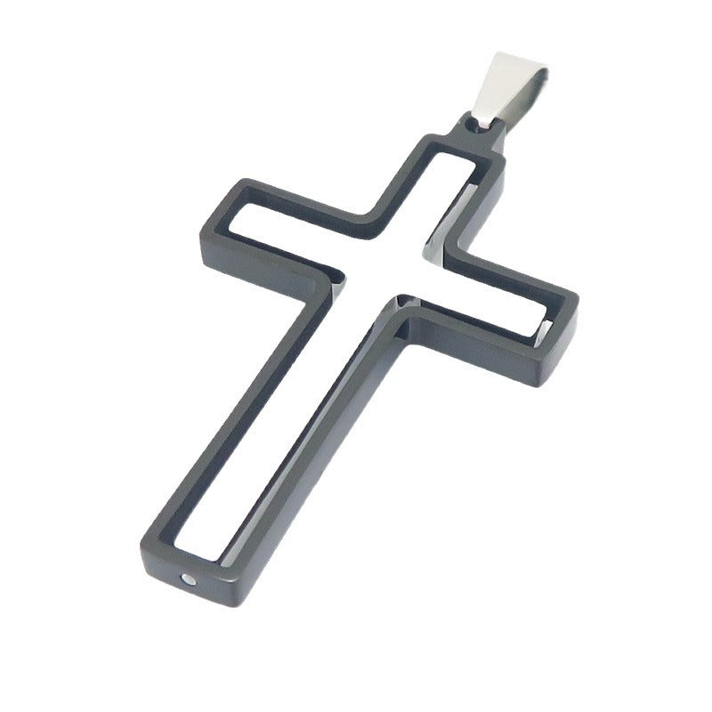 Kemstone Rotating Cross Pendant Necklace for Men Titanium Steel Two Tone KP118323-ZLA