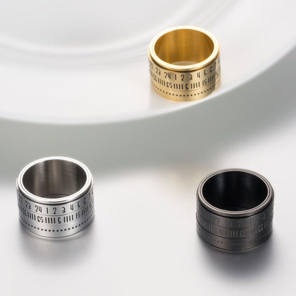 Kemstone Number Spinner Ring for Men Stainless Steel 14MM Wide Band  K-R123