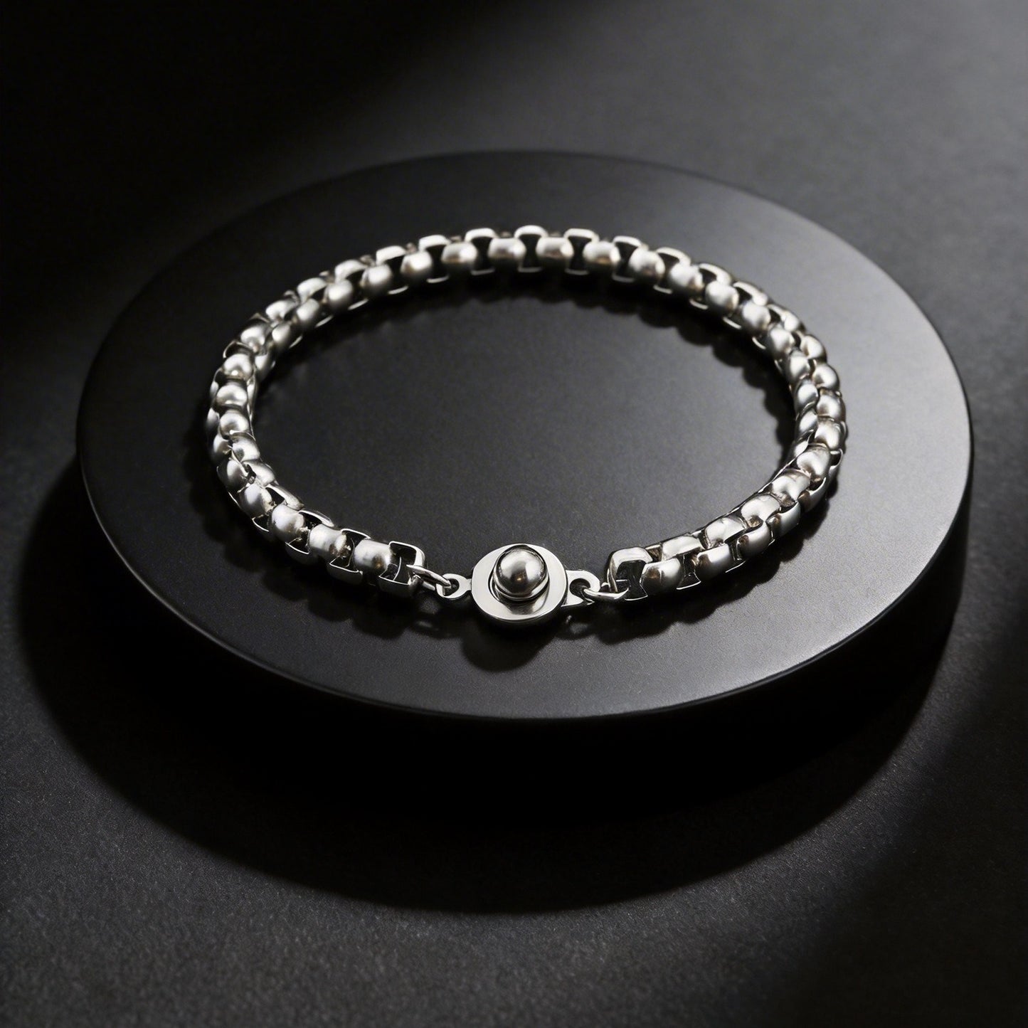 Kemstone Stainless Steel Bead Chain Bracelet for Men Round Clasp Silver BR-2488