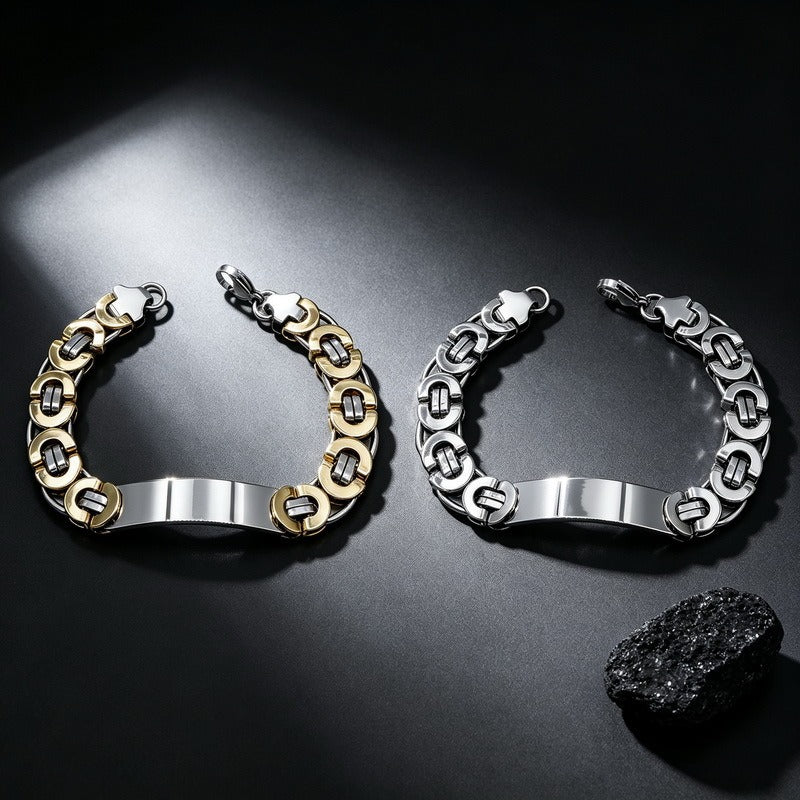Kemstone Titanium Steel ID Bracelet for Men Curved Plate KB215057-JG