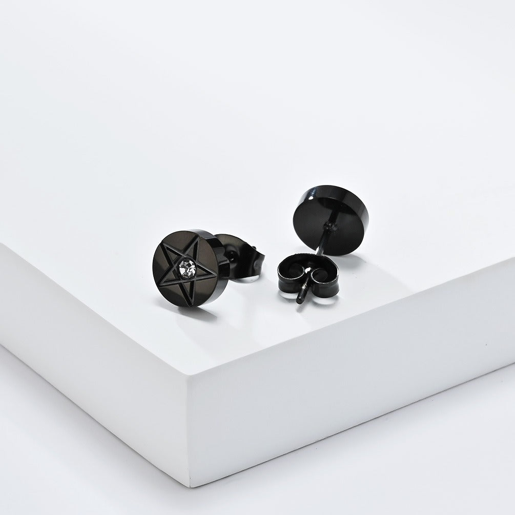 Kemstone Stainless Steel Star Stud Earrings for Men & Women Minimal Round K-E040