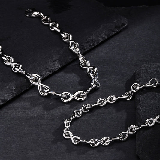 Kemstone Stainless Steel Twisted Link Bracelet for Men Silver BR2152