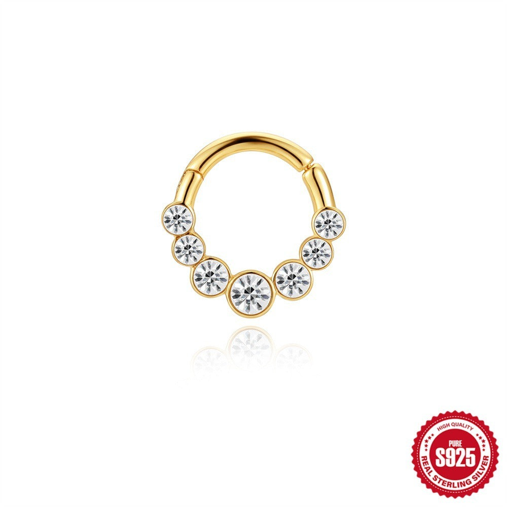 Kemstone S925 Sterling Silver Graduated Cubic Zirconia Cartilage Hoop for Women 60267762009C