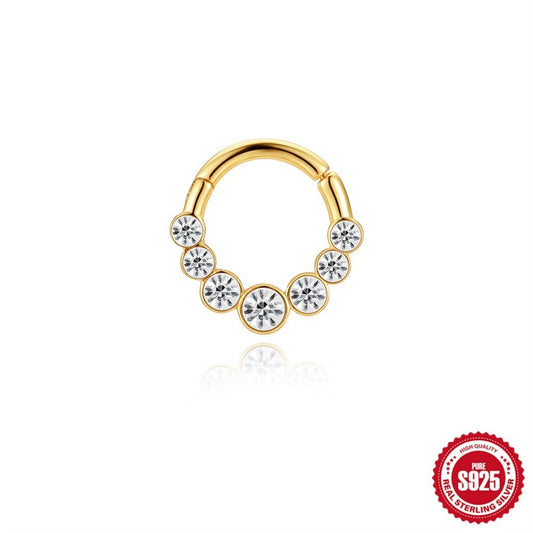 Kemstone S925 Sterling Silver Graduated Cubic Zirconia Cartilage Hoop for Women 60267762009C