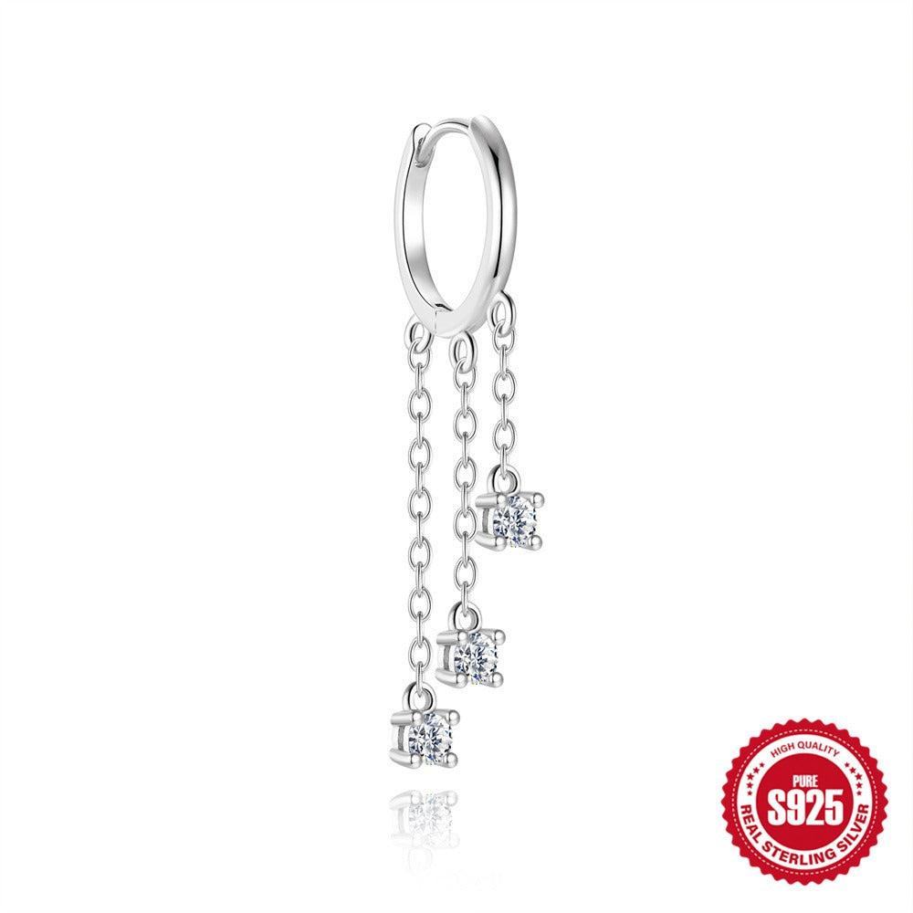Kemstone S925 Sterling Silver Moissanite Chain Drop Earrings for Women M60222111717A