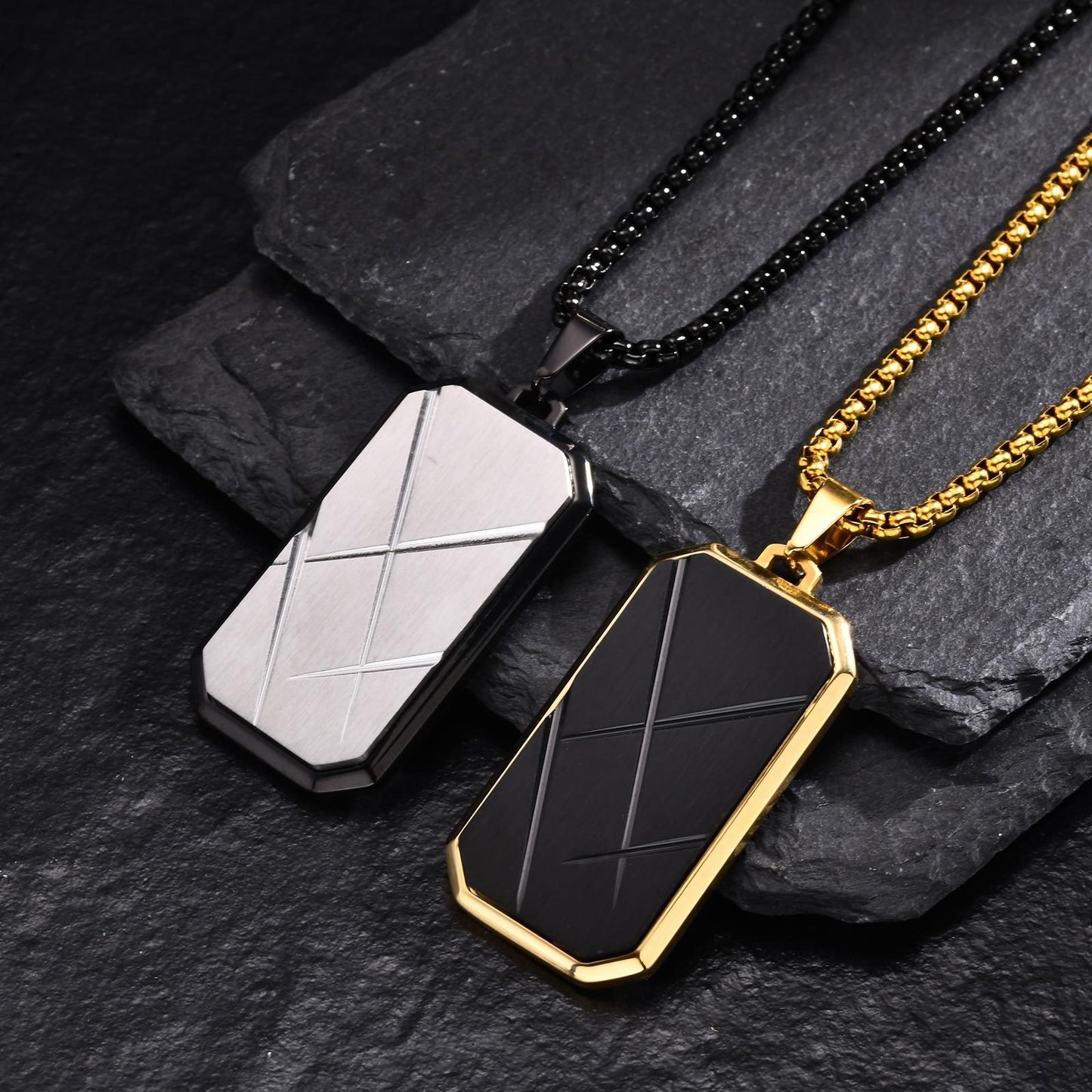 Kemstone Stainless Steel Bar Pendant Necklace for Men PN-1926