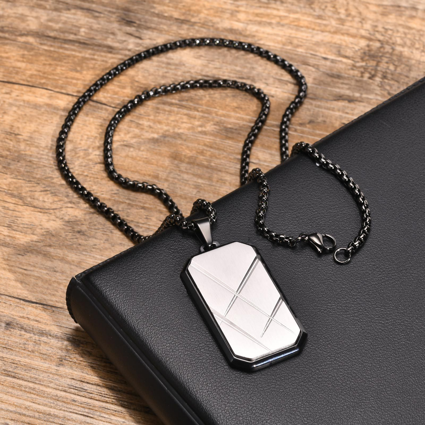 Kemstone Stainless Steel Bar Pendant Necklace for Men PN-1926