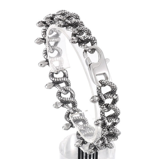 Kemstone Titanium Steel Serpent Chain Bracelet – Dark Vintage Wrap Style for Men KB166081-KJX