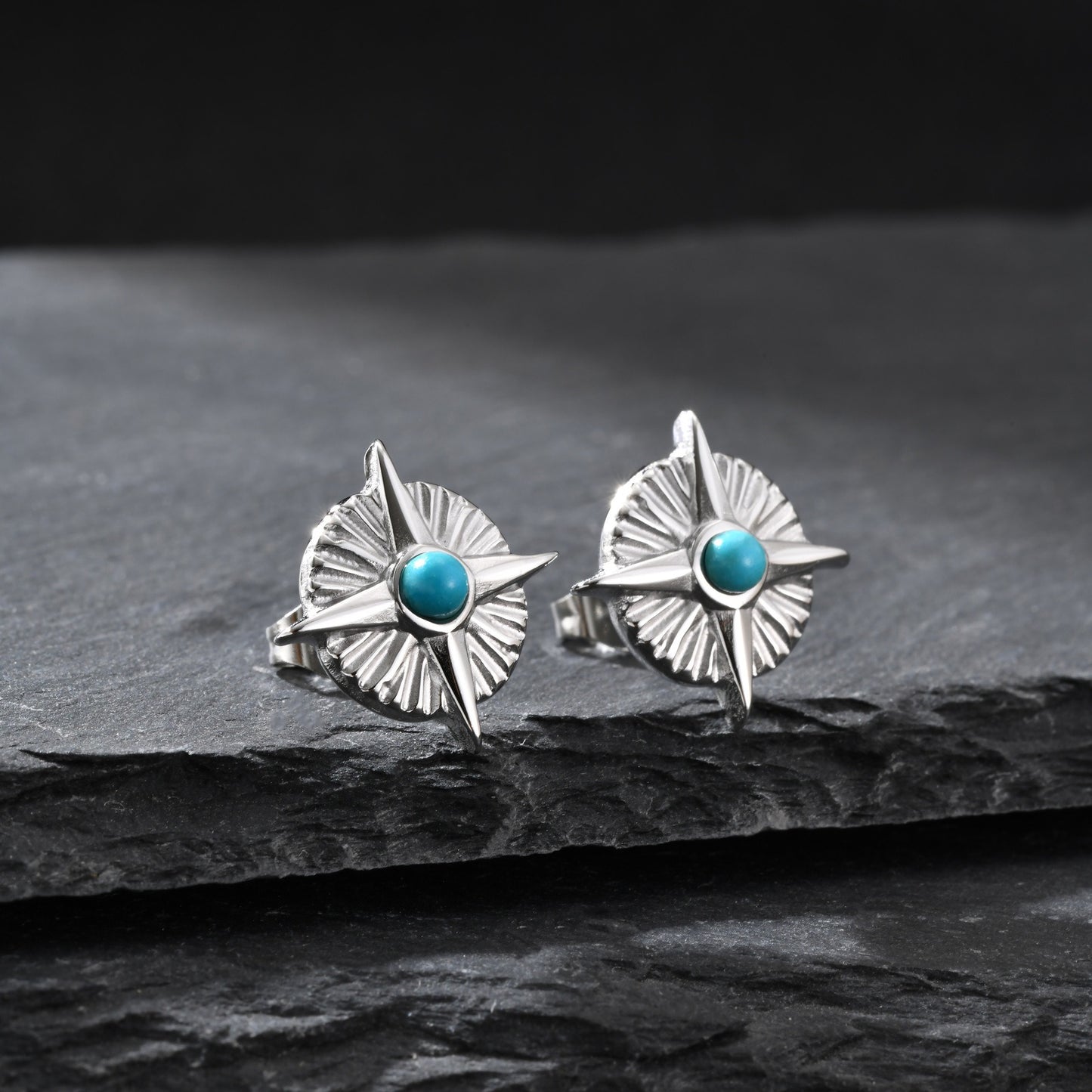 Kemstone Geometric Star Turquoise Stud Earring for Men ES-775