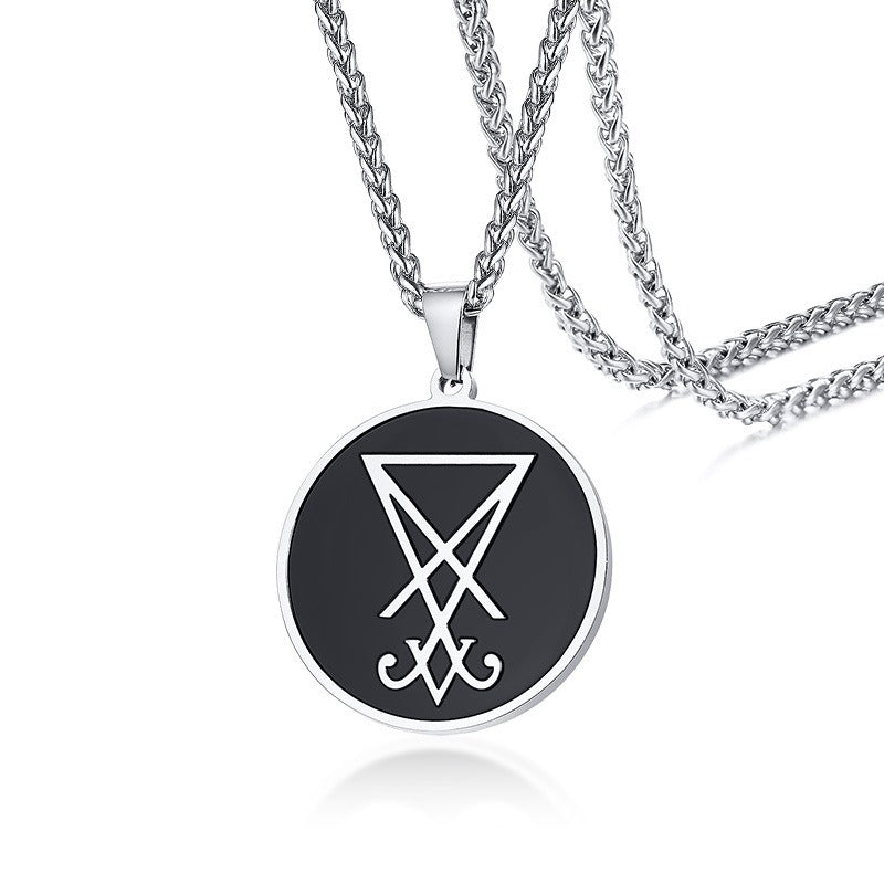 Kemstone Stainless Steel Sigil Round Pendant Necklace for Men PN-1245