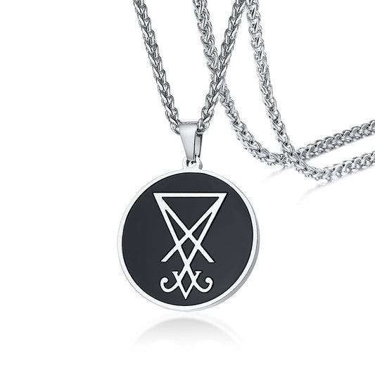 Kemstone Stainless Steel Sigil Round Pendant Necklace for Men PN-1245