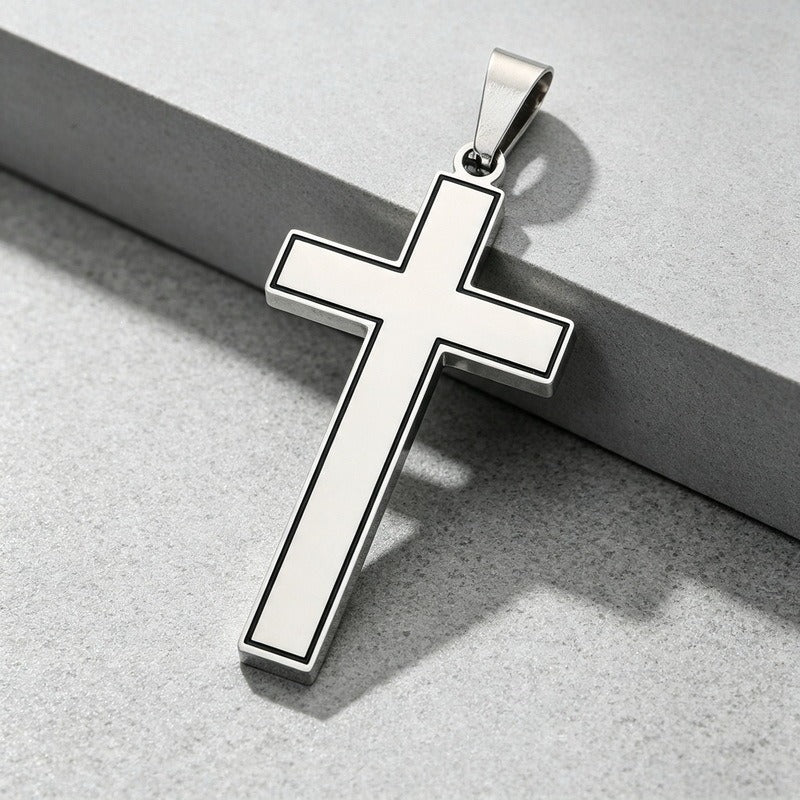 Kemstone Stainless Steel Black Outline Cross Pendant for Men KP119299-KL
