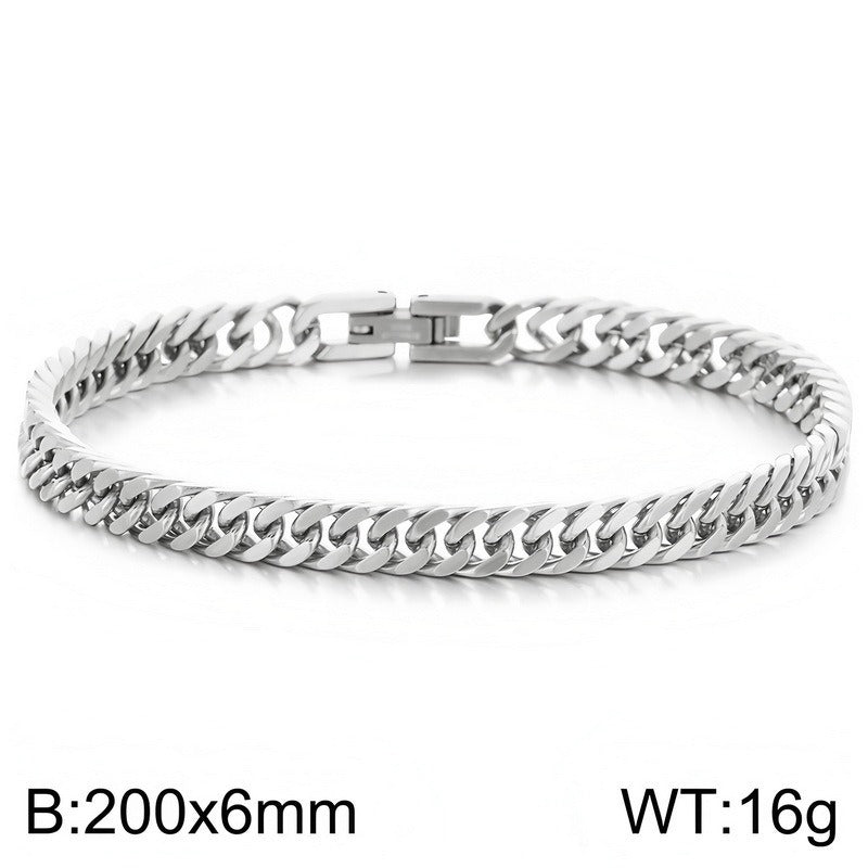 Kemstone Titanium Steel Double Curb Chain Bracelet for Men KB186683-Z