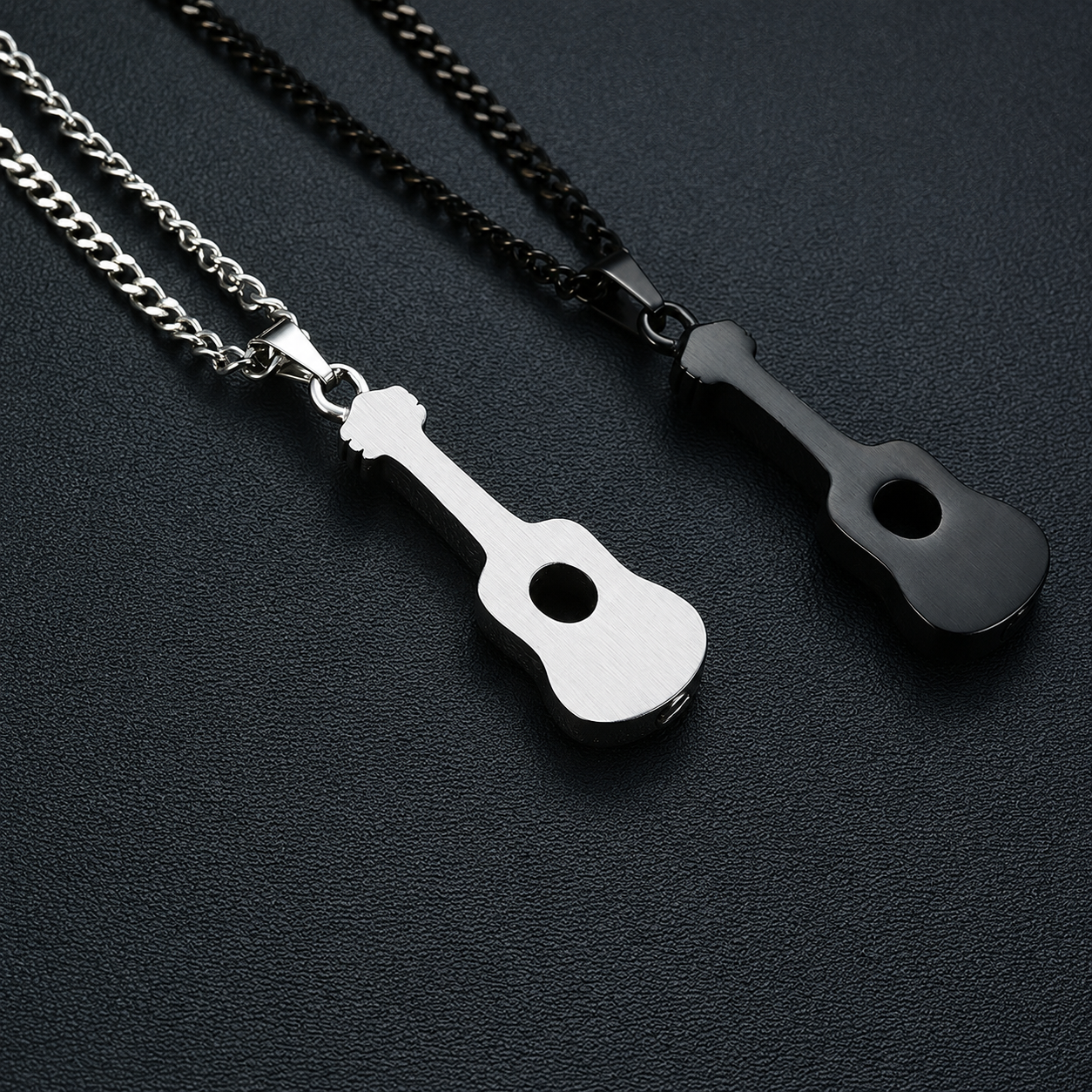 Kemston Guitar Pendant Necklace for Men & Women Titanium Steel Hidden Compartment PN-1128