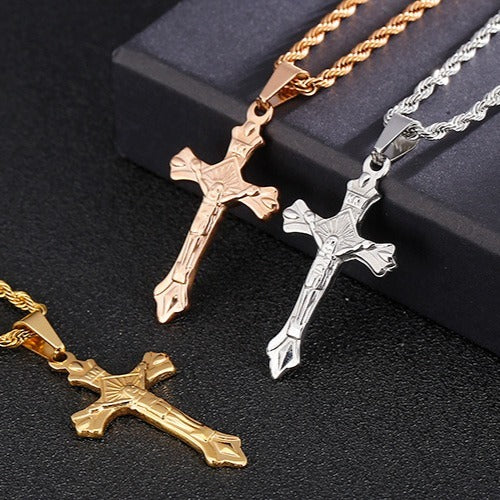 Kemstone Stainless Steel Cross Pendant Necklace for Men – Minimal Polished Design KP93858-Z