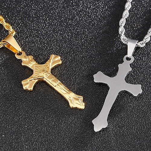 Kemstone Stainless Steel Cross Pendant Necklace for Men – Minimal Polished Design KP93858-Z