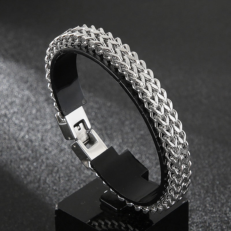 Kemstone Double Row Dragon Bone Chain Bracelet for Men – Titanium Steel Heavy Structure KB150525-KFC