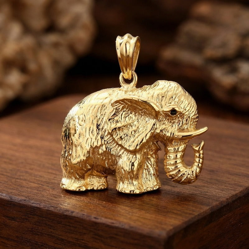 Kemstone Elephant Pendant Necklace for Men Titanium Steel Vintage KP120350-KJX