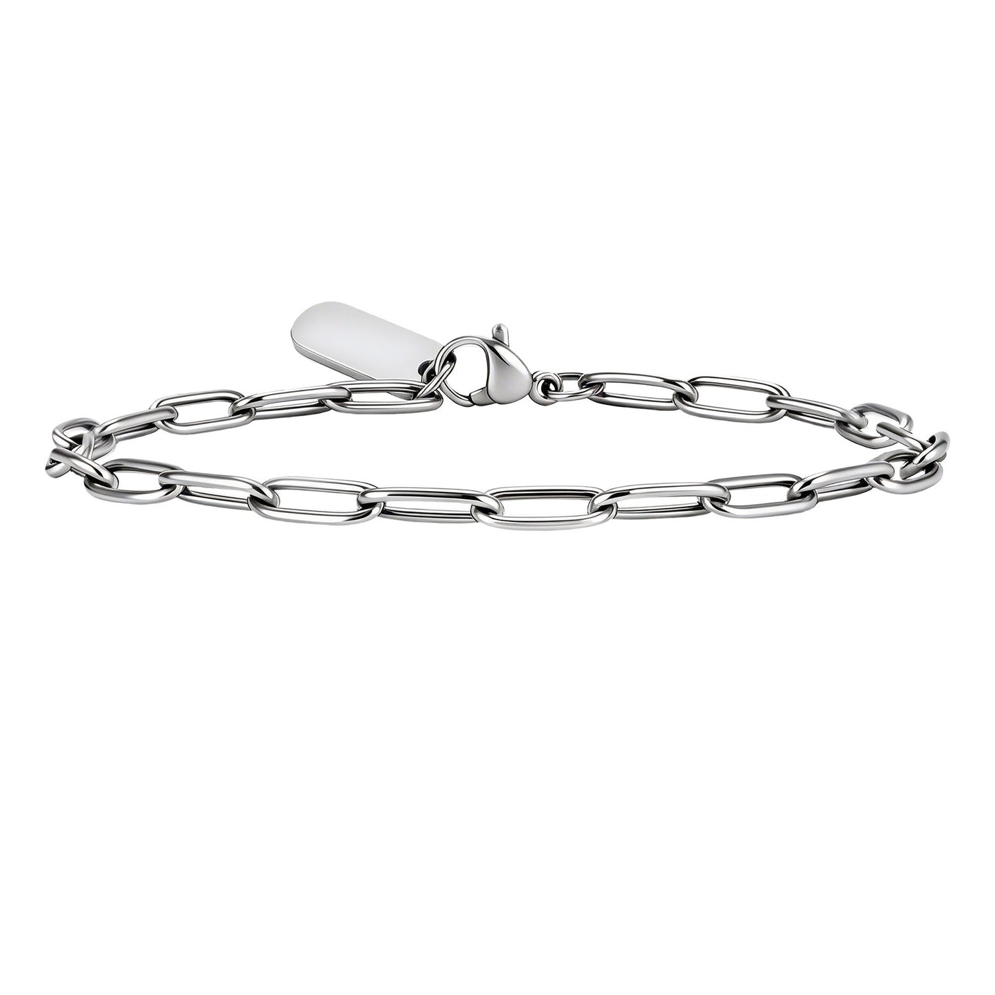 Kemston Stainless Steel Paperclip Chain Bracelet for Men Minimal Link Design BR-3098