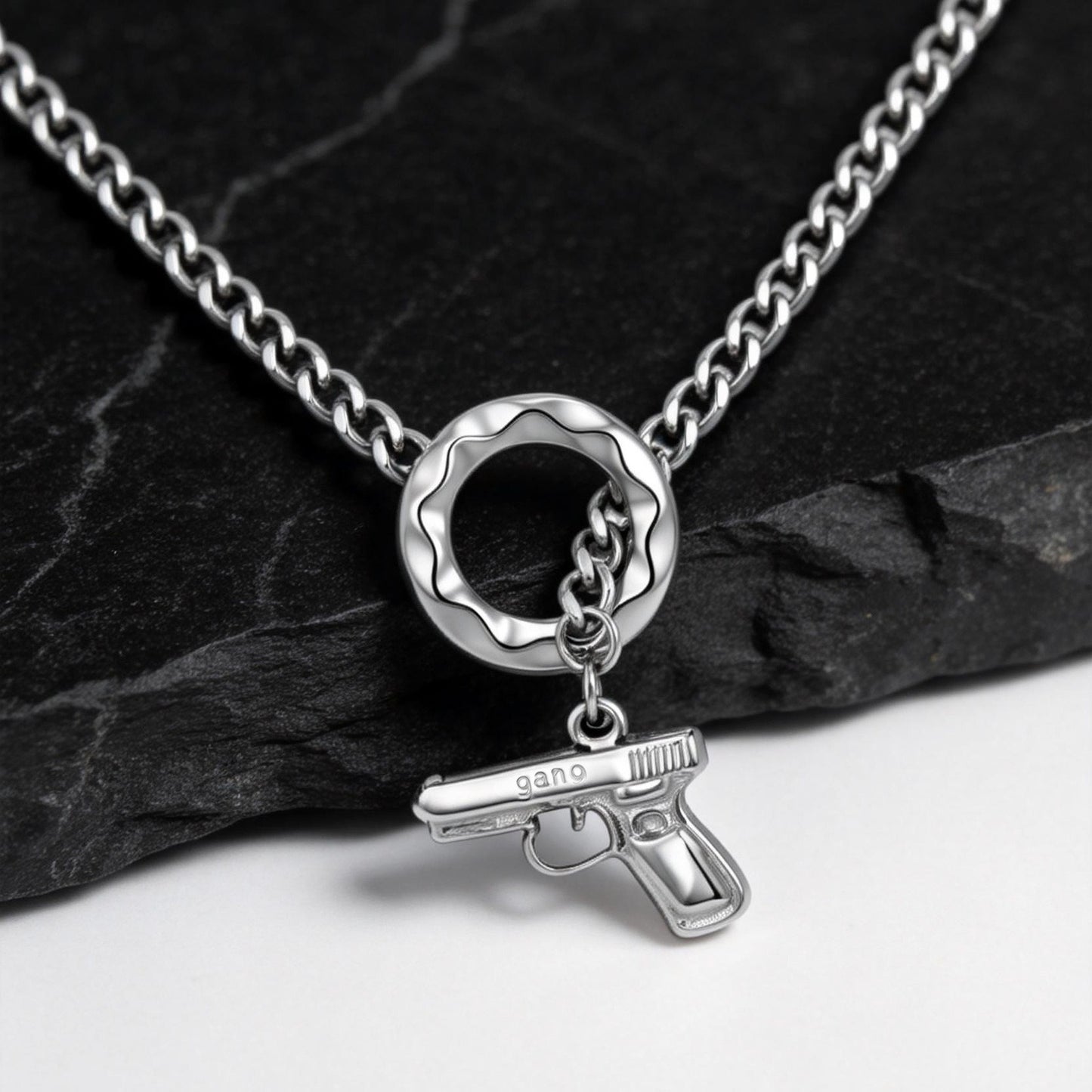 Kemstone Stainless Steel O Ring Pendant Necklace for Men NC-2785