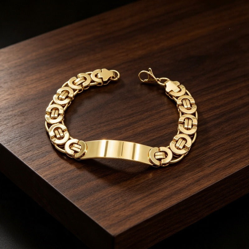 Kemstone Titanium Steel ID Bracelet for Men Curved Plate KB215057-JG
