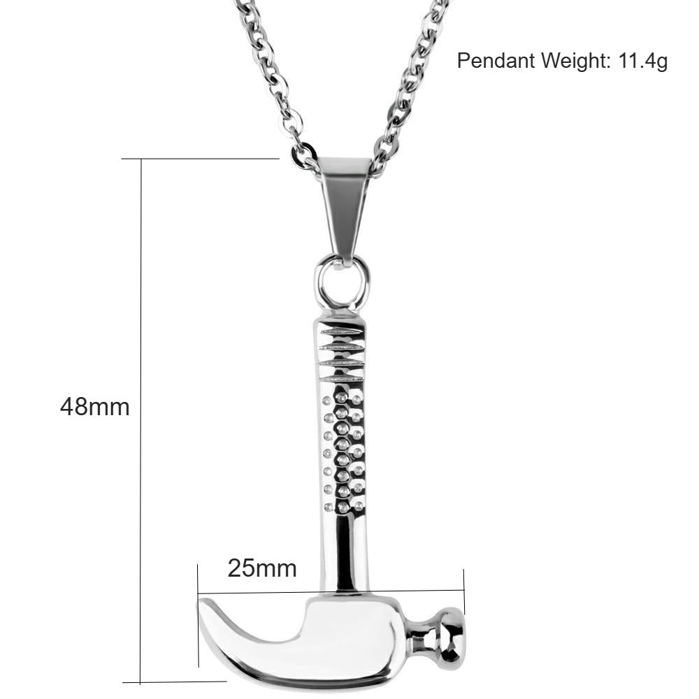 Kemstone Hammer Pendant Necklace for Men Titanium Steel Vintage TN0093