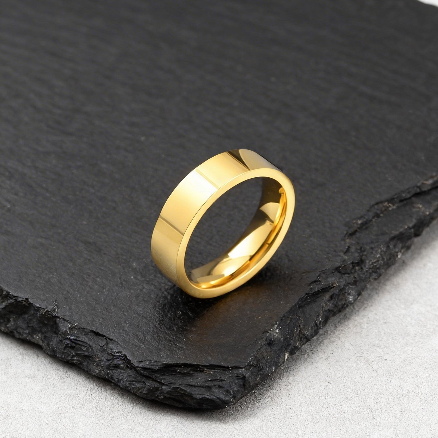 Kemstone Gold Plated Stainless Steel Ring for Men Women Minimalist 6mm R-525