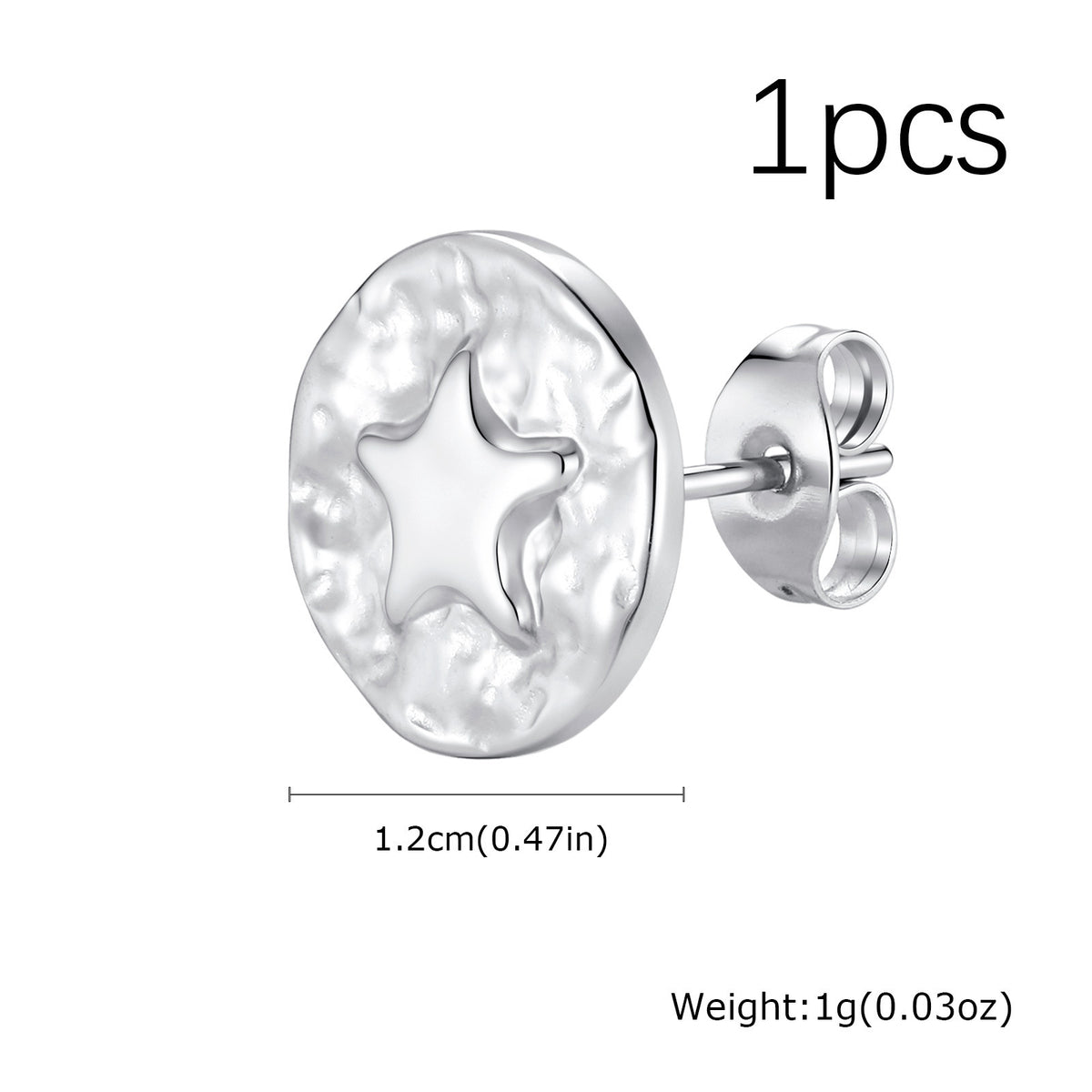 Kemstone Star Moon Stud Earring for Men Stainless Steel ES-857