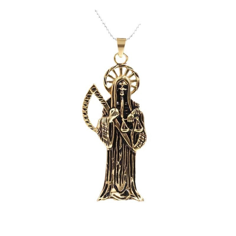 Kemstone Stainless Steel Skeleton Pendant Necklace for Men Gold Tone Gothic PN-194