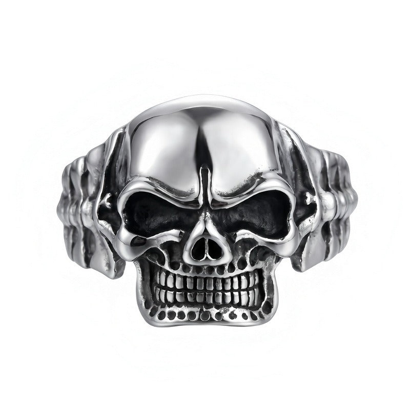 Kemston Titanium Steel 3D Skull Cuff Bracelet for Men Gothic Biker KB36415-D